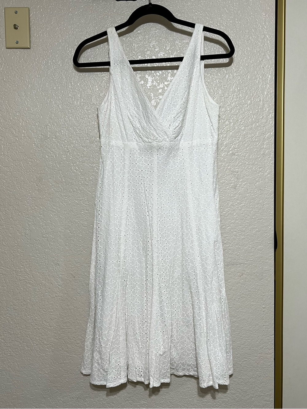 American Living White Textured Eyelet Dress
